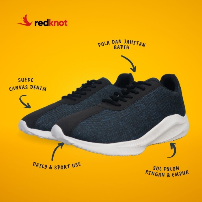 (COD) Redknot York Denim Sepatu Sneakers Pria Murah - 41