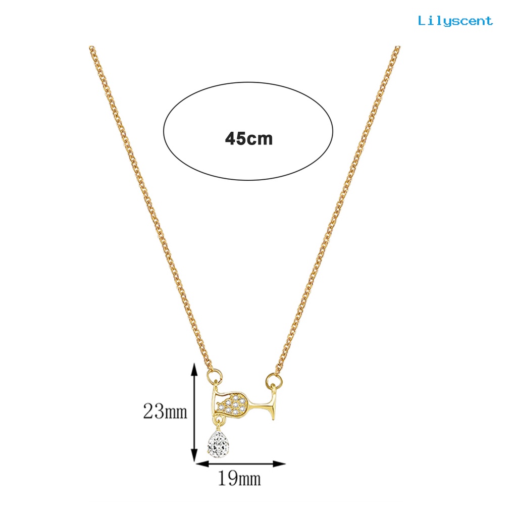 [LS]Wanita Kalung Shiny Indah Elegan Menawan Eye-catching Alloy Gelas Anggur Berlian Imitasi Liontin Kalung Perlengkapan Pesta