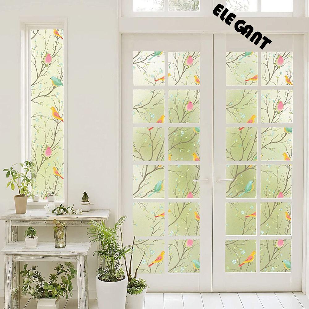 [Elegan] Warna Burung Decals Removable Electrostatic Colorful Frosted Anti-ultraviolet Perlindungan Matahari Anti-Menjepit Stiker Mudah Bersih Transparan Buram Dicat Stiker Jendela