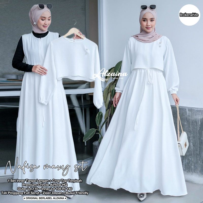 NAFISA Maxy Set 2in1 ORI ALZAINA | Busui, inner outer rok