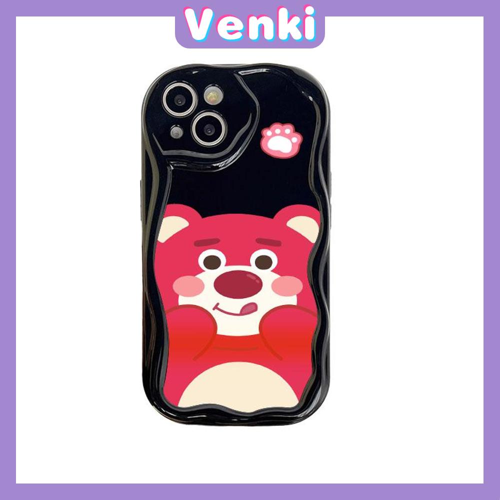 VENKI - For iPhone 11 iPhone Case 3D Curved Edge Glossy Black TPU Airbag Shockproof Camera Case Cute Pink Bear Compatible with iPhone 14 13 Pro max 12 Pro Max xr xs max 7Plus 8Plus