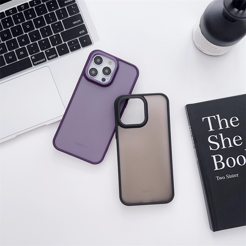 IPHONE Casing Ponsel Silikon Matte Tembus Cocok Untuk Iphone11 12 13 14 Pro Max14 PLUS XR X XS MAX Non-slip Casing Anti Jatuh Warna solid Sederhana Casing Ponsel