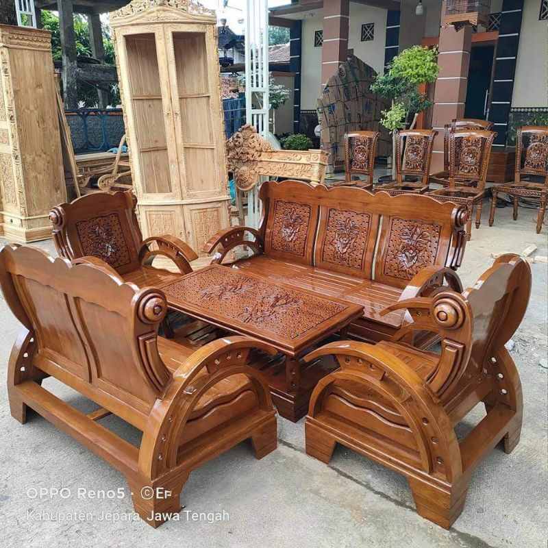 KURSI TAMU TERLARIS FULL KAYU JATI / KURSI TAMU JATI MODEL TERBARU
