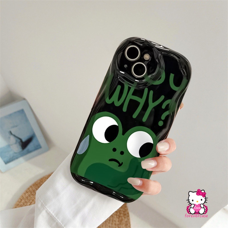 IPHONE Casing Belakang Tepi Melengkung Bergelombang 3D Kompatibel Untuk Iphone11 12 14 13 Pro Max8 6 6s 7plus XR X XS Max SE 2020 Lucu Dinosaurus Kartun Huruf Kodok Lembut Tpu Pasangan Cover