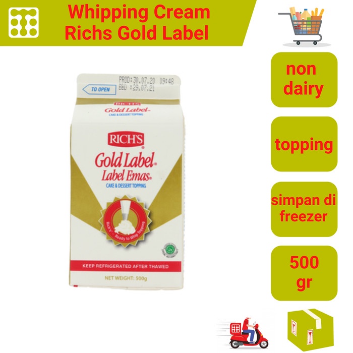 

COD WHIPPING CREAM RICHS GOLD LABEL 500 GR (KHUSUS GRAB & GOJEK)