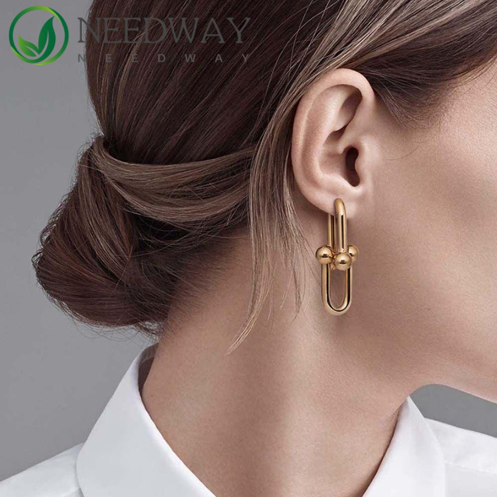 Needway  Drop Earrings Pesta Punk Dilepas Bentuk U Bahan Alloy Lock Perhiasan
