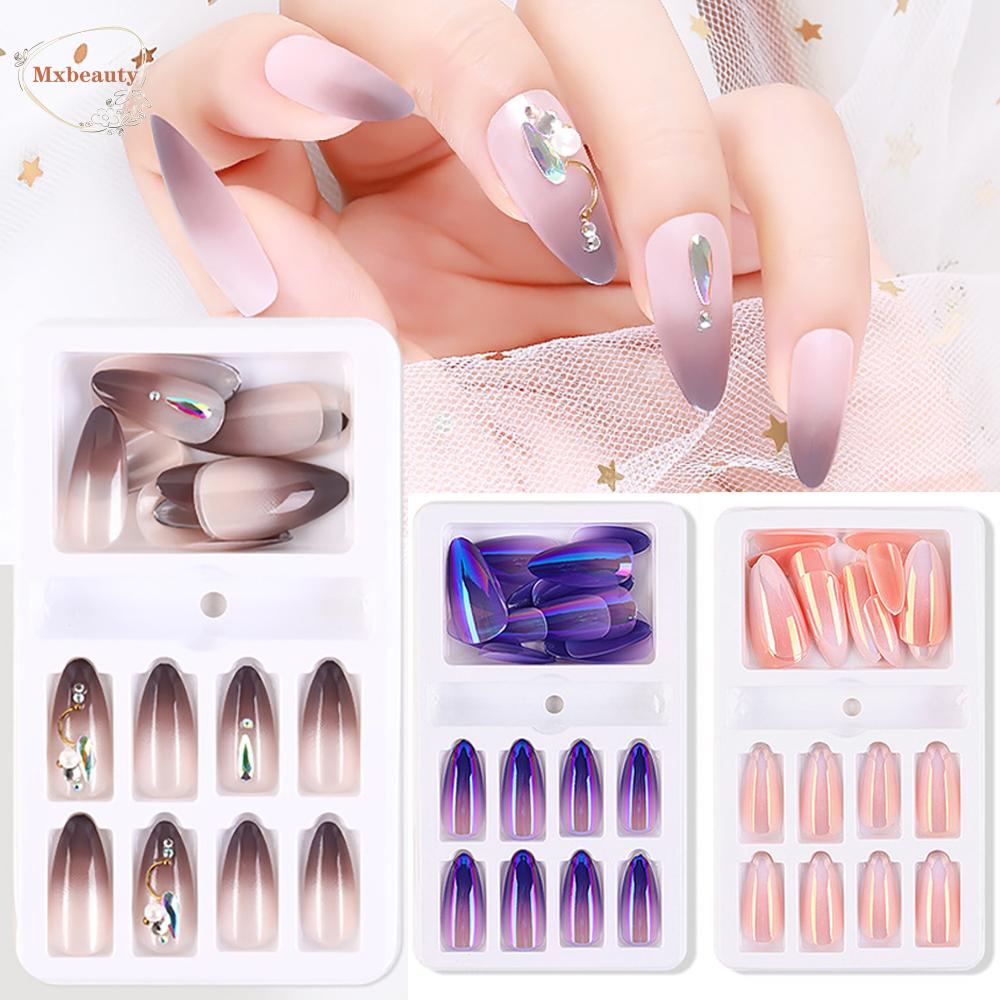 Mxbeauty Kuku Palsu Tips DIY Reusable Tekan Pada Kuku Kuku Buatan Kuku Ukuran Campur Manicure