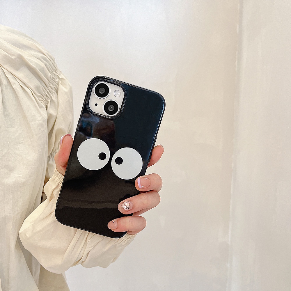 Casing IPhone Kompatibel Untuk Iphone14 Pro Max Lucu Keren Emoji Mata Hitam Iphone13 /13 Pro Ip12 /12 Pro Max Iphone11X XS XR 7 8 Plus Anti Gores Soft TPU Back Phone Cover