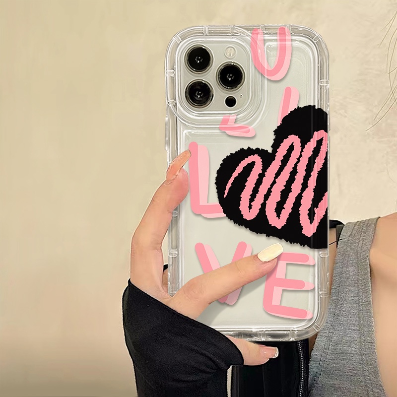 IPHONE Cinta Soft Case Kompatibel Untuk Iphone14 13 11 12 Pro XS Max X Xr7 +8 Plus Casing Ponsel Transparan TPU Silikon Shockproof Cover