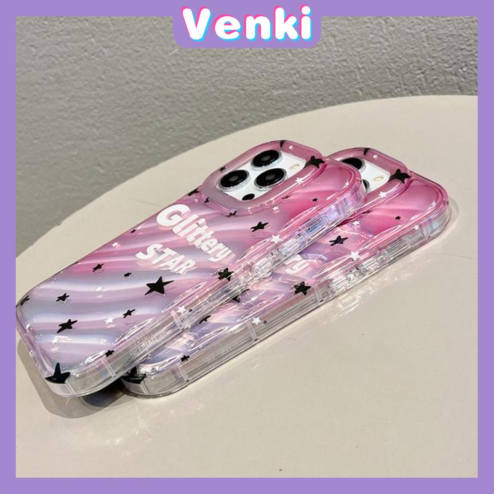 VENKI - For iPhone 11 iPhone Case Laser Reflective Transparent Phone Case TPU Soft Shockproof Airbag Case Protective Camera English Stars Compatible with iPhone 14 13 Pro max 12
