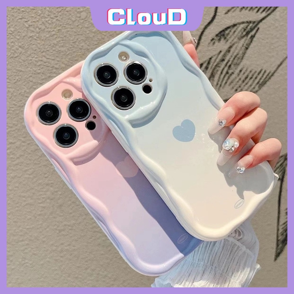 Casing Tepi Melengkung Bergelombang 3D Untuk Redmi 9A 9 10A A1 10 10C 9T A2 9C NFC POCO M3 Redmi Note 11 12 11s 9 8 10s 10Pro Max Plus Macaron Sederhana Warna Permen Soft Tpu Gradient Love Heart Case