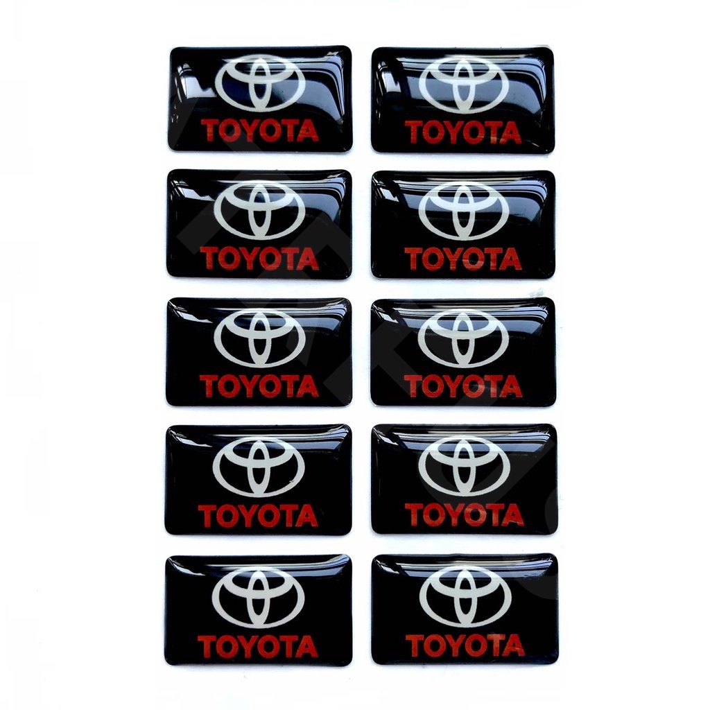 10pcs 3D Stiker Mobil Setir Pintu Jendela Saklar Tombol Lencana Dekorasi Aksesoris Mobil Untuk Toyota Agya Razie Syar'I Avanza Veloz Rush Kijiang Innova Yaris Corolla Cross bZ4