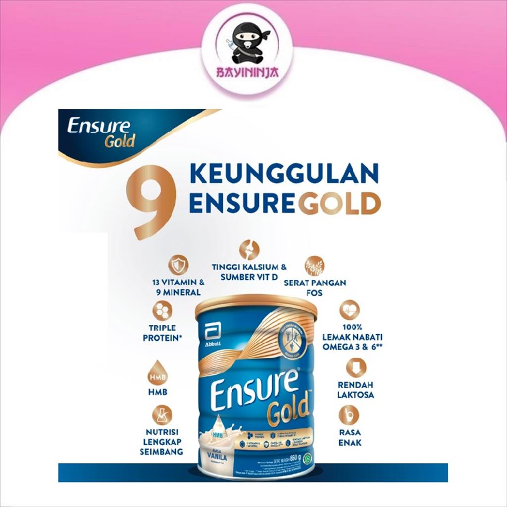 ENSURE Susu Rendah Laktosa Vanila 900 g