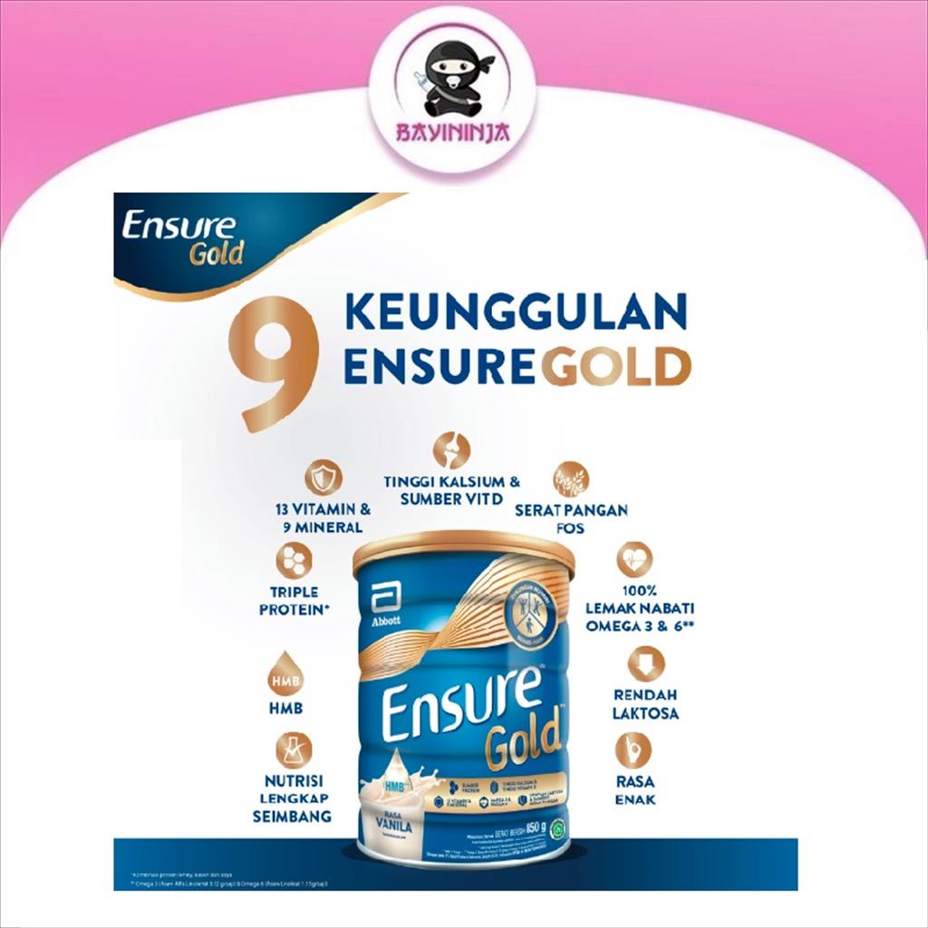 ENSURE Gold Susu Rendah Laktosa Vanila 850 g