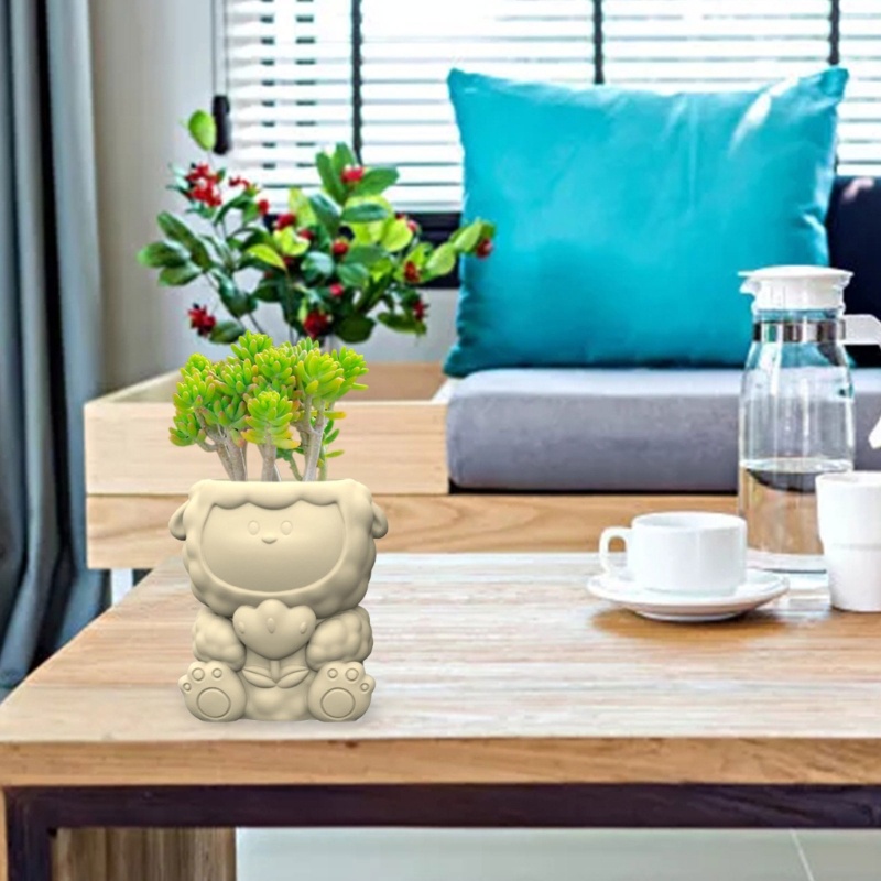 Siy Pot Bunga Cetakan Silikon Lamb Succulent Resin Mould DIY Succulent Planter Molds