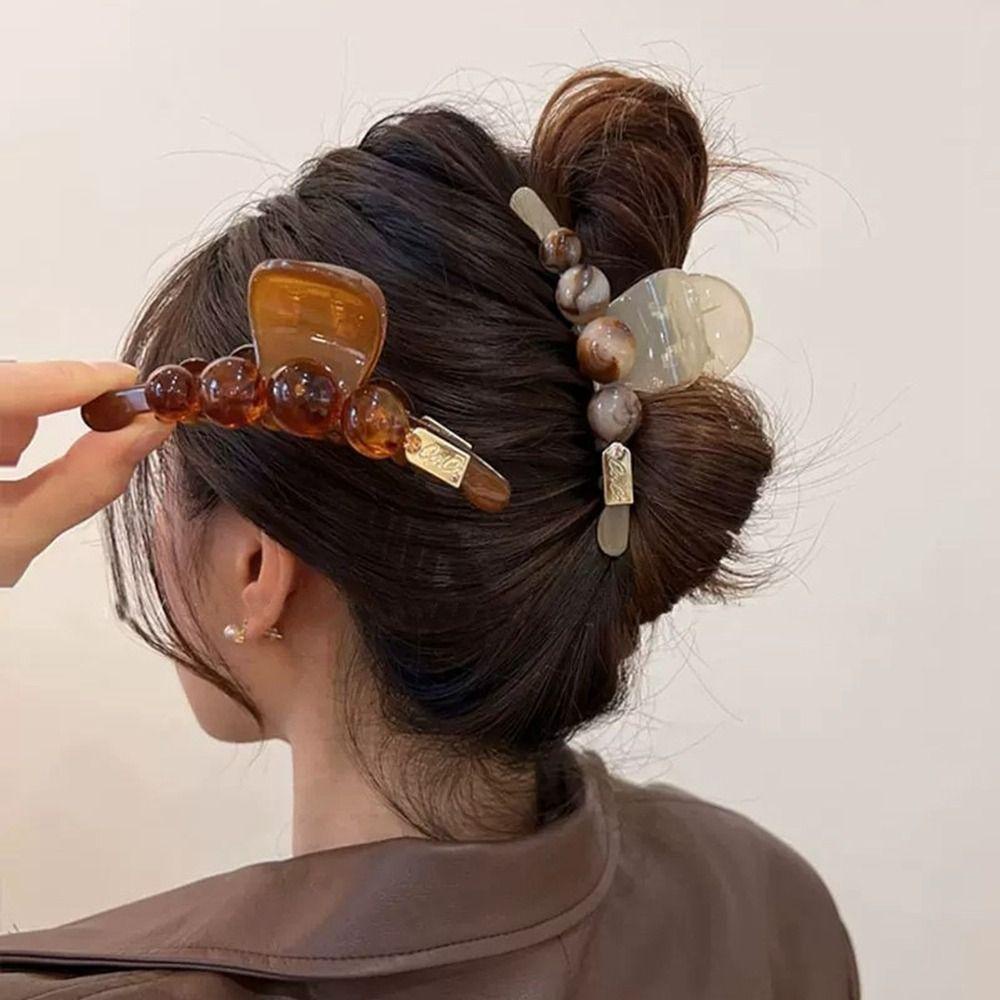 Needway  Mutiara Klip Rambut Manis Sederhana Hiu Klip Bentuk Geometris Besar Ambil Klip Gadis Perempuan Aksesoris Rambut