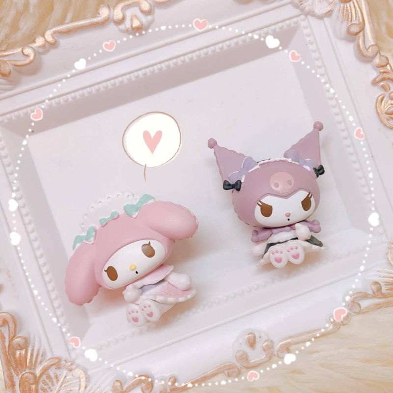 4pcs Seri Sanrio Lolita Baru Lucu Kuromi My Melody Anime Figure Model Pvc Kreatif Kawaii Kartun Dekorasi Desktop