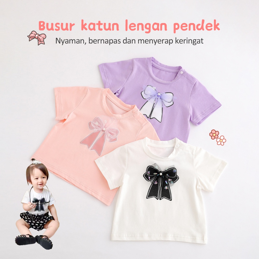 Mumystation Lengan pendek anak-anak perempuan Pola tiga dimensi 1-7 thn/Kaos anak-anak lucu