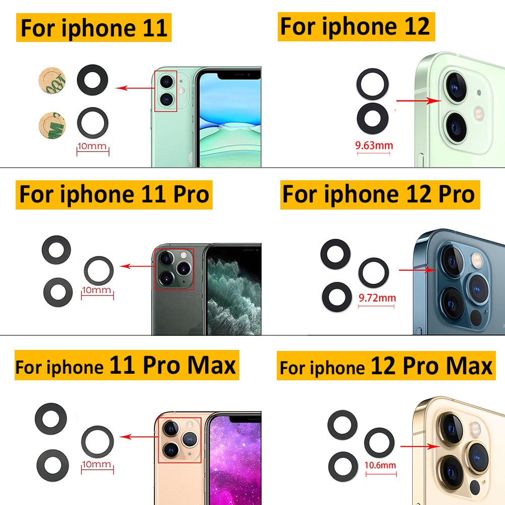Lensa kamera belakang hp / kaca kamera belakang handphone For iPhone 11 / 11 Pro / 11 Pro Max / 12 / 12 Mini / 12 Pro / 12 Pro Max