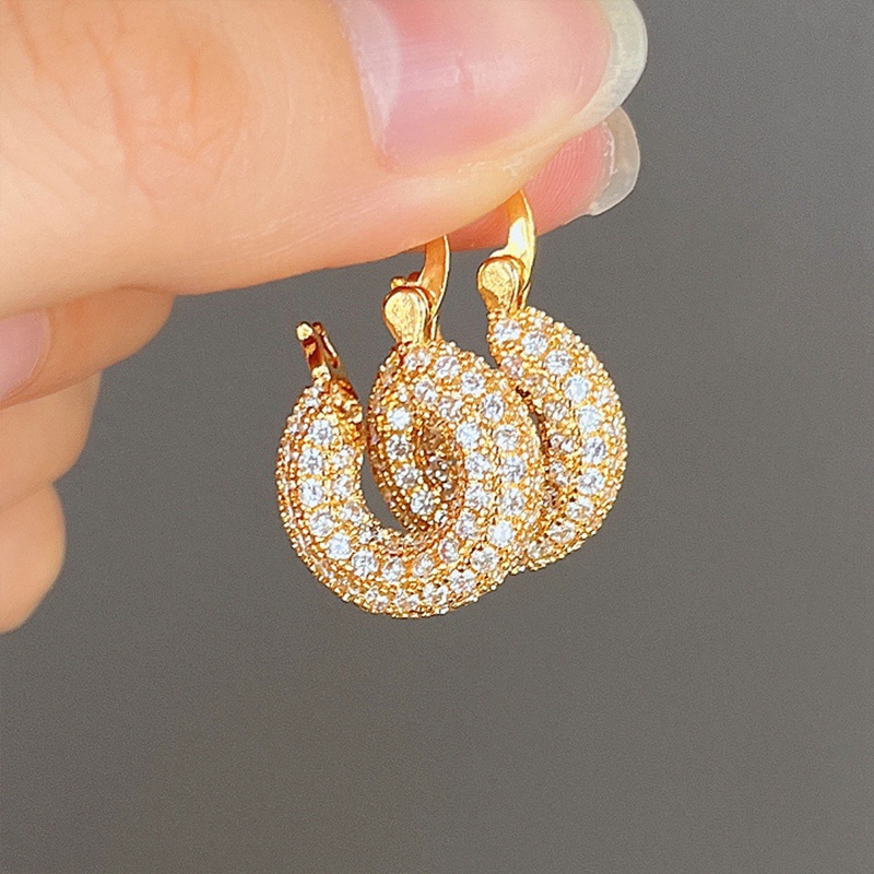 Fashion Mewah Anting Hoop Kecil/Besar Untuk Wanita Warna Perak/Warna Emas Pakaian Sehari-Hari Anting Serbaguna Pernyataan Perhiasan