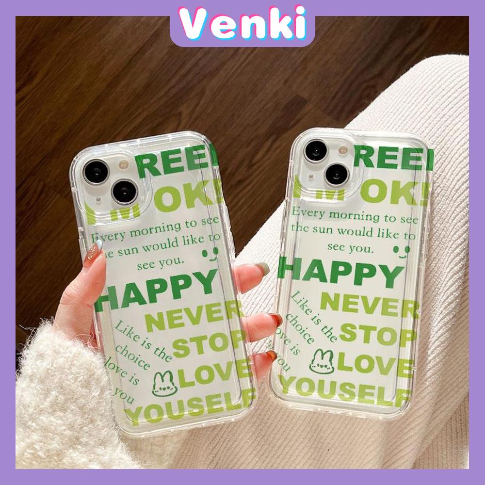 VENKI - For iPhone 11 Case Clear Phone Case TPU Soft Case Airbag Shockproof Protection Camera Fun Green English Compatible with iPhone 14 13 Pro Max iPhone 12 Pro Max XR XS 7 8Plus