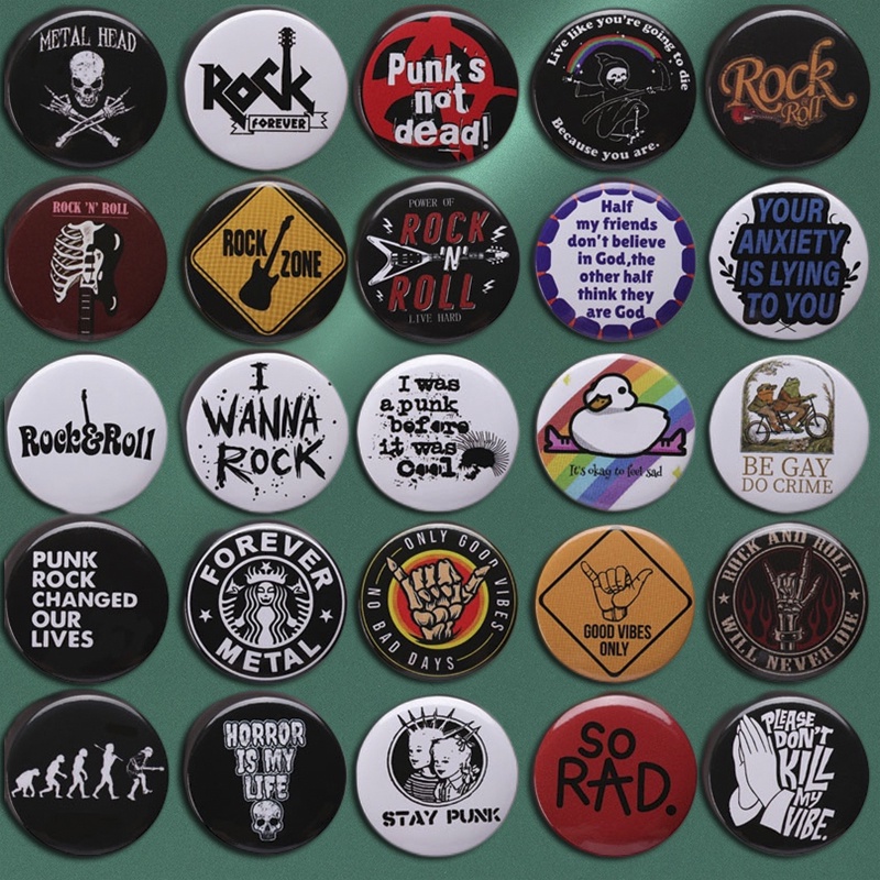 44mm Tinplate Ransel Lencana Band Rock Logo Bros Aksesoris Pakaian Gaya Punk Pin A Hadiah Untuk Teman