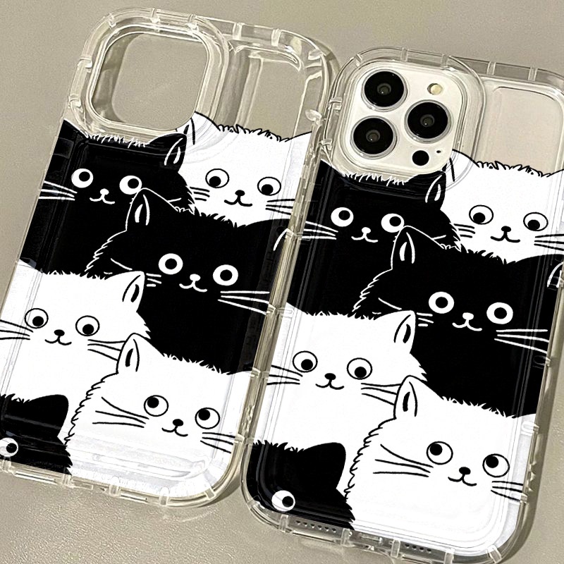 IPHONE Casing Kucing Lucu Kompatibel Untuk Iphone7Plus8Plus6Plus11 14 13 12 Pro MAX XR X XS MAX SE Airbag Shockproof Cover