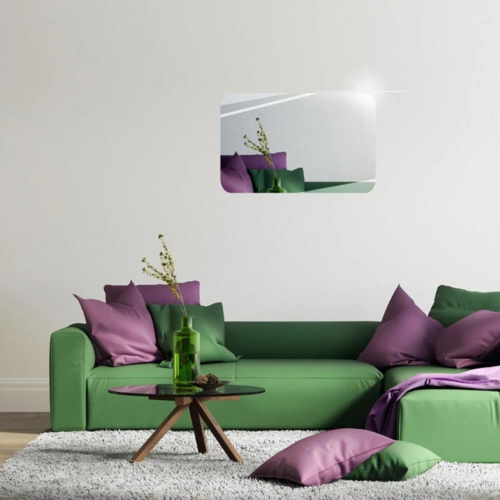 JEROMY Cermin Akrilik Removable Rectangle Efek 3D Dekorasi Rumah Untuk Kamar Mandi/Wall Shower Make Up Mirror