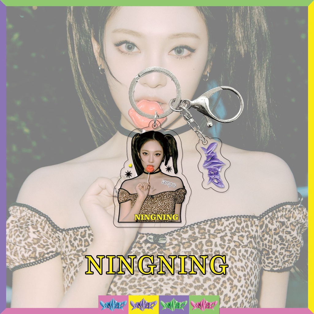 1pc AESPA MY WORLD Album Gantungan Kunci Akrilik NINGNING WINTER KARINA GISELLE Key Ring Gantung Atas