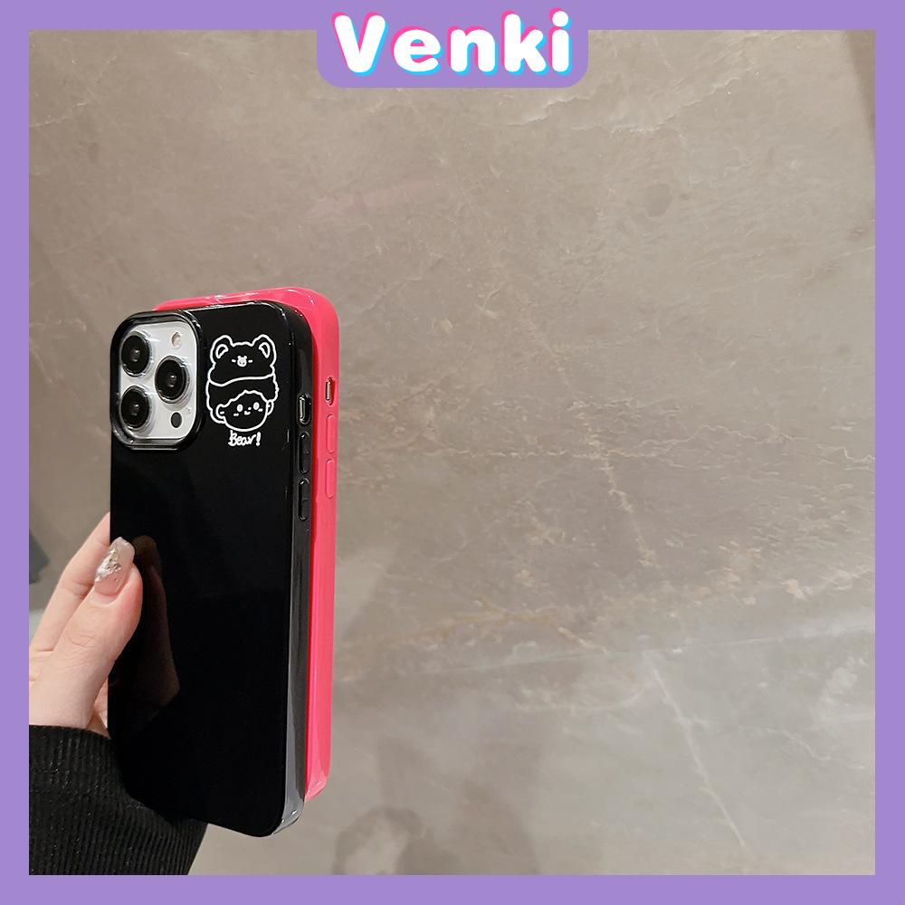 VENKI - Untuk iPhone 11 iPhone Case Hitam Merah Glossy TPU Soft Shell Tahan Guncangan Perlindungan Pompa Kamera Anak Laki-laki Sederhana Kompatibel dengan iPhone 14 13 Pro max 12 Pro Max xr xs max 7 8