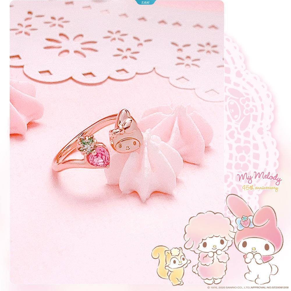 Kawaii Lucu Sanrio Mymelody Cincin Sterling Silver Electroplating Rose Gold Sweet Ins Gadis Hadiah Natal Untuk Teman Dekorasi Rings [ZK]