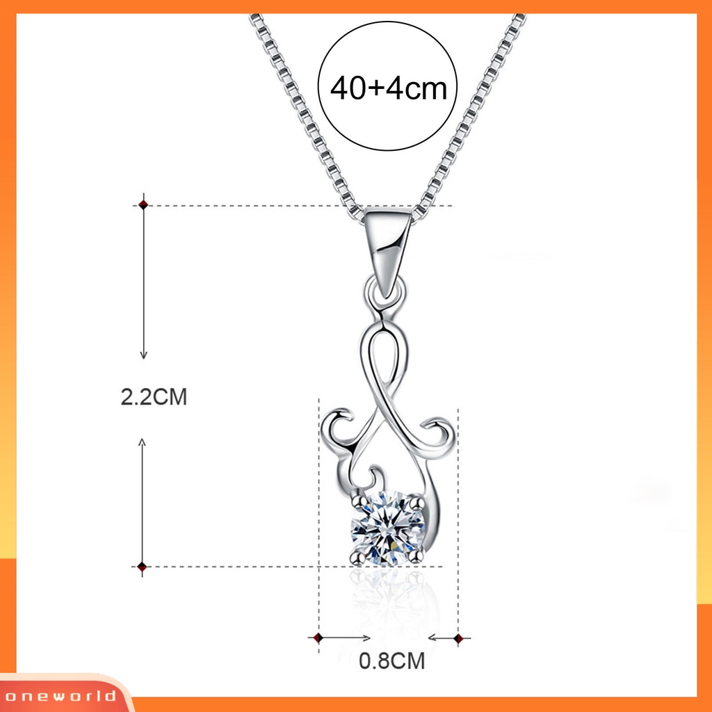 [ONE] Perak925 Perak Wanita Kalung Shiny Jewelry Necklace Cubic Zirconia Lock Pendant Necklace Untuk Kehidupan Sehari-Hari