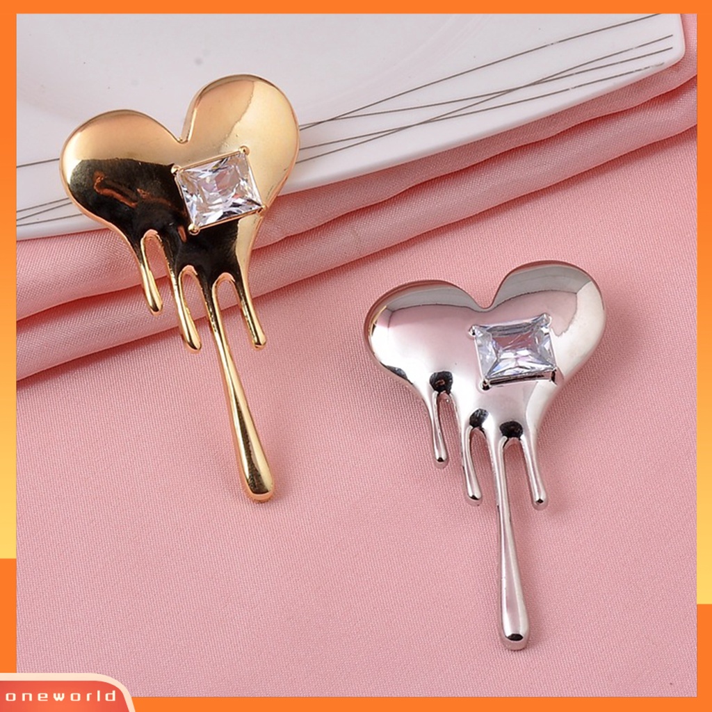 [ONE] Mini Indah Kerah Pin Hadiah Berbentuk Hati Putih Cubic Zirconia Bros Pin Aksesoris Kostum