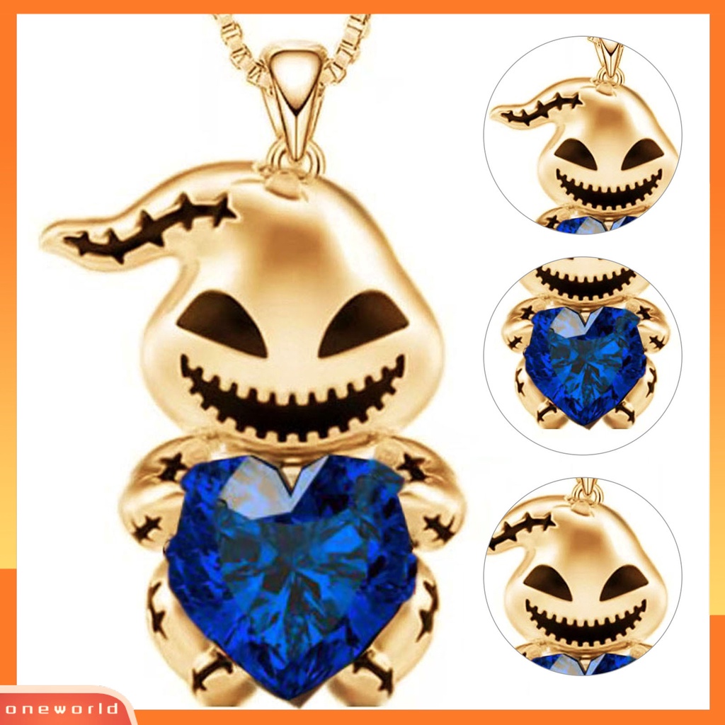 [ONE] Wanita Pria Kalung Berlian Imitasi Mengkilap Bentuk Hati Patch Dekorasi Adjustable Leher Rantai Neck Dekorasi