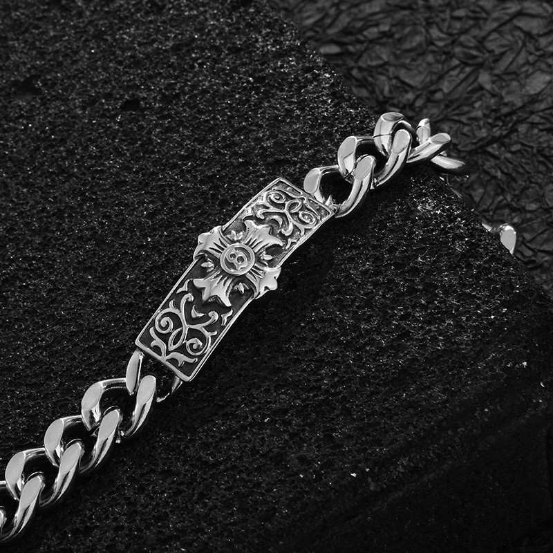 Zh Perhiasan Hip Hop Rock Stainless Steel Salib Vintage Crosin Pria Gelang Aksesoris Pesta Halloween