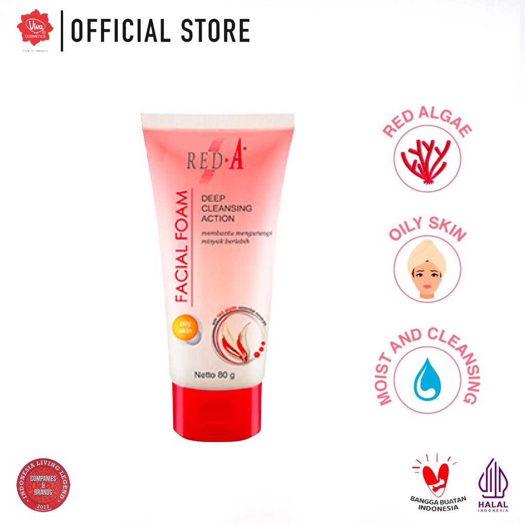 Red-A Facial Foam for Oily Skin with Oil Absorbent &amp; Red Algae Extract (tersedia 40 Gr &amp; 80 Gr)