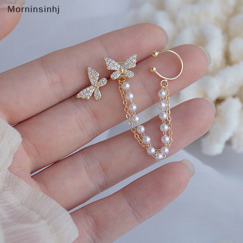 Mornin Anting Kupu-Kupu Kepribadian Feminim Anting Klip Telinga Anting Rumbai Terintegrasi id