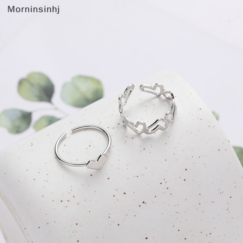 Mornin 2 Pcs Fashion Berongga Keluar Cinta Jantung Cincin Kepribadian Geometris Cincin Pembukaan Cincin Niche Jari Telunjuk Cincin Fashion Perhiasan Hadiah Rings id