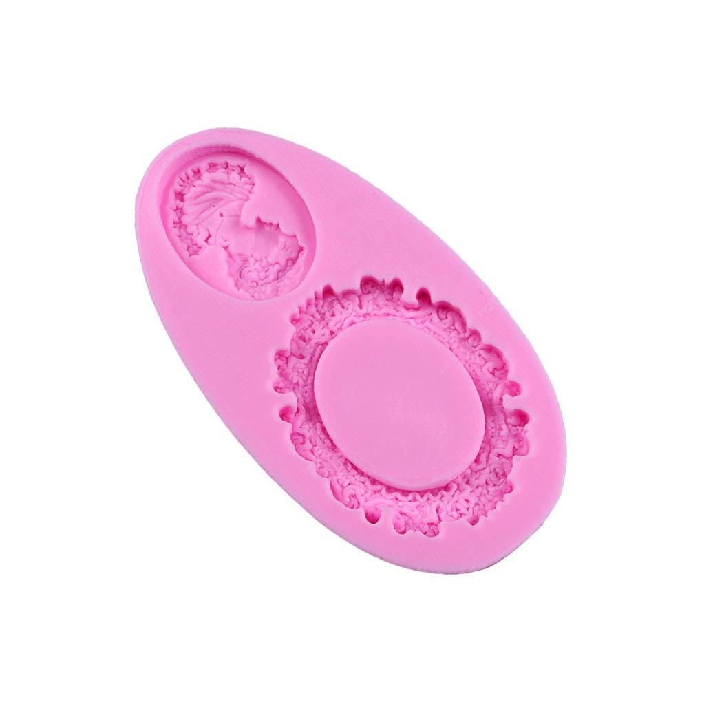 Cameo Fondant Cetakan Bentuk Oval Silikon Bakeware Cermin Alat Dekorasi Kue Gaya Klasik Cetakan Coklat Gadget Dapur