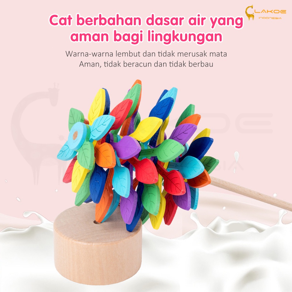 LAKOE Kayu Spiral Lolipop/Mainan lollipop berputar kayu/Mainan Seni Dekorasi Hadiah Anak