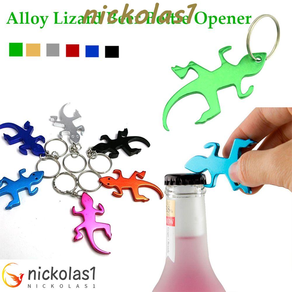 Nickolas1 Pembuka Botol Multifungsi Novelty Aluminium Bentuk Cicak Alloy Gantungan Kunci Corkscrew