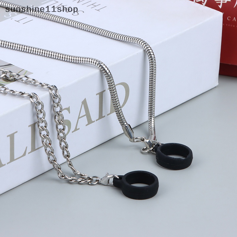 Sho Tali Leher Rantai Gantung Logam Portabel Anti Hilang Lingkaran Cincin Silikon Lanyard N