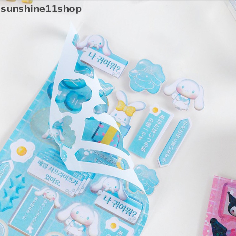 Sho 2pcs Anime Hello Kitty Kartun Lucu DIY Akun Tangan Pvc Transparan Bronzing Dekorasi Sticker Pack Bahan Scrapbook Stiker N
