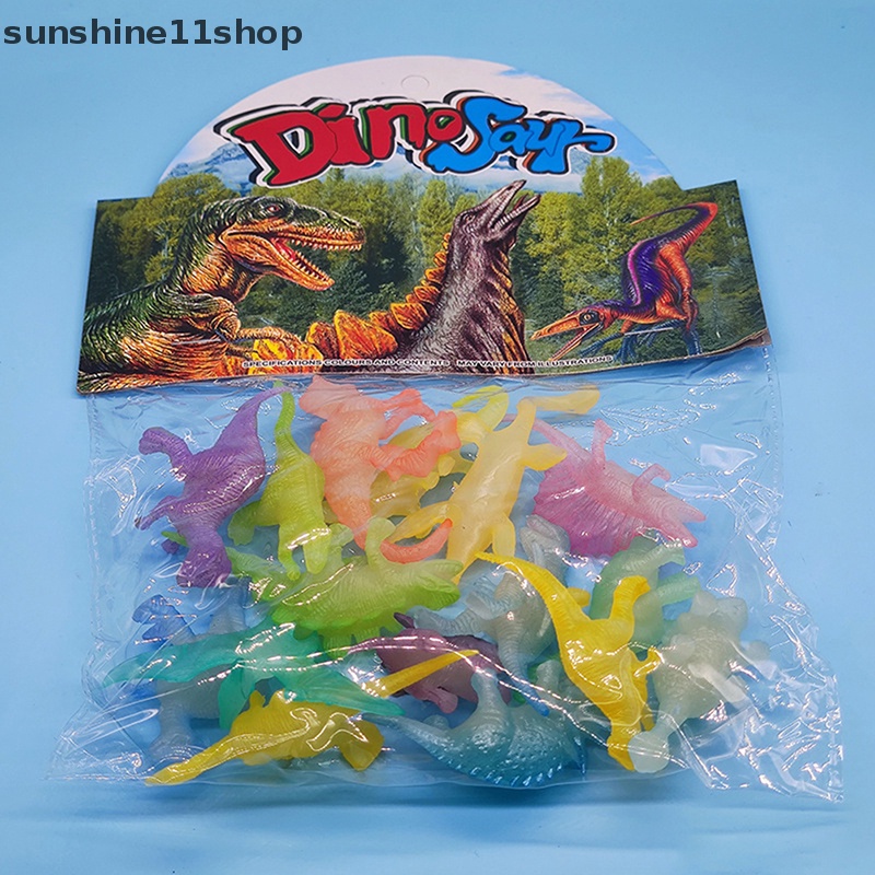 Sho 12 /16 /17Pcs Mainan Luminous Dinosaurus Glow In The Dark Untuk Anak-Anak Model Hewan Mini N