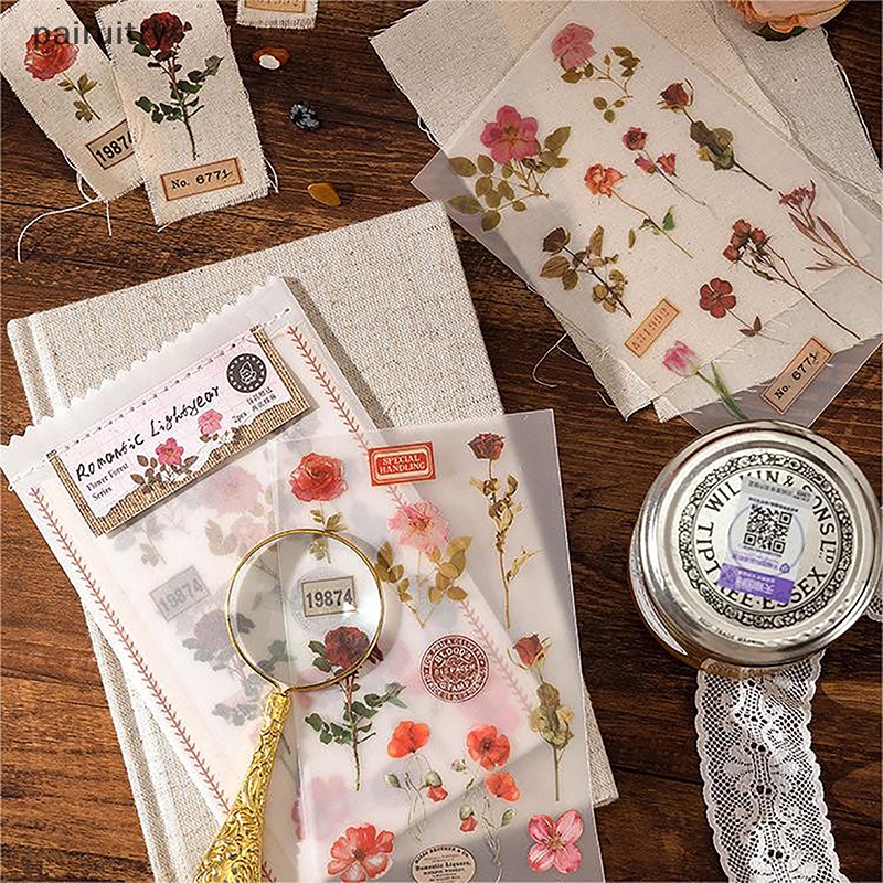 Prt 1set Vintage Rub On Transfers Plant Stiker Bunga Dekorasi Stiker Untuk Kerajinan Kain Jurnal Dairy Scrapbooking Planners PRT