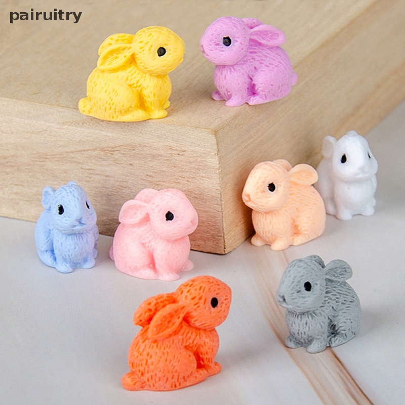 Prt 5pcs Kelinci Lucu Paskah Ornamen Miniatur Kerajinan Resin Mini Bunny Taman Ornamen Rumah Boneka Miniatur Rumah Kantor Desktop Decor PRT