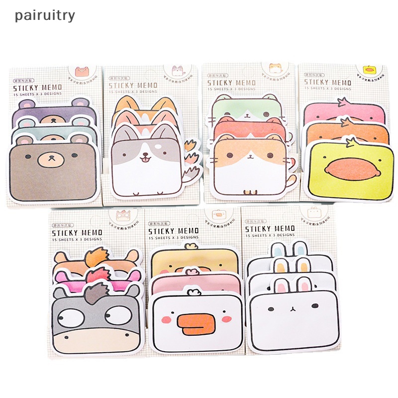 Prt 1set Kartun Kelinci Kucing Bebek Hewan 3lapis Indeks Memo Pads Sticky Notes Kreatif Alat Tulis Kreatif Stiker Perlengkapan Siswa PRT