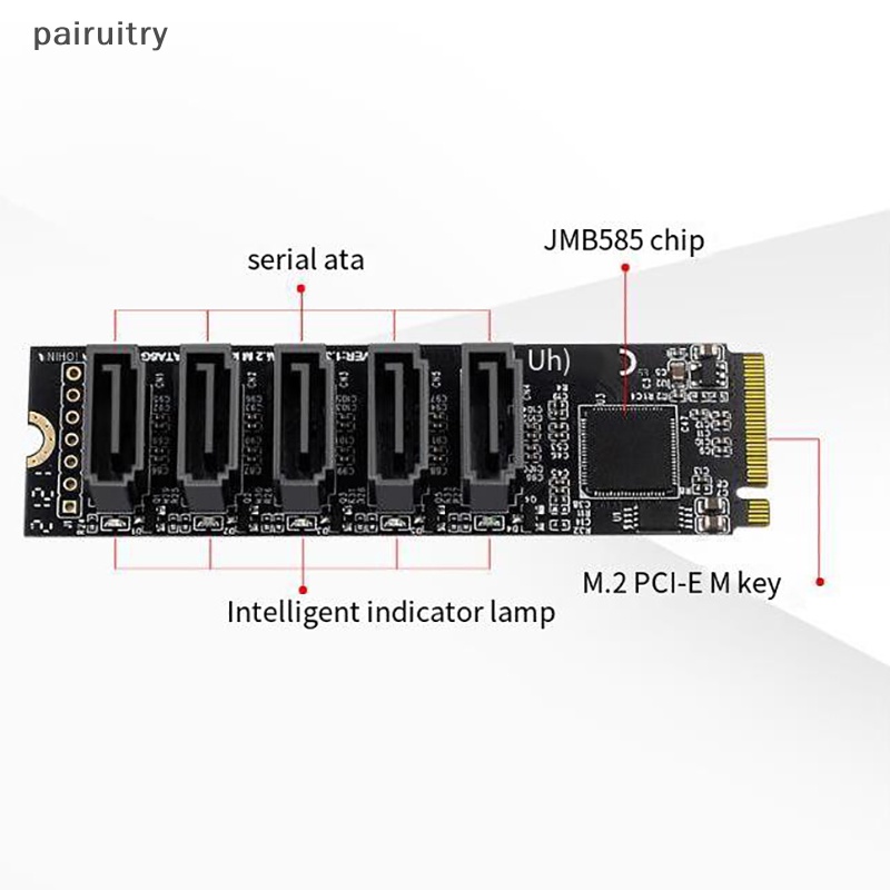 Prt M.2 NGFF B-Key SATA to SATA 3kartu Ekspanding 5port Kartu Ekspanding 6Gbps JMB575 PRT