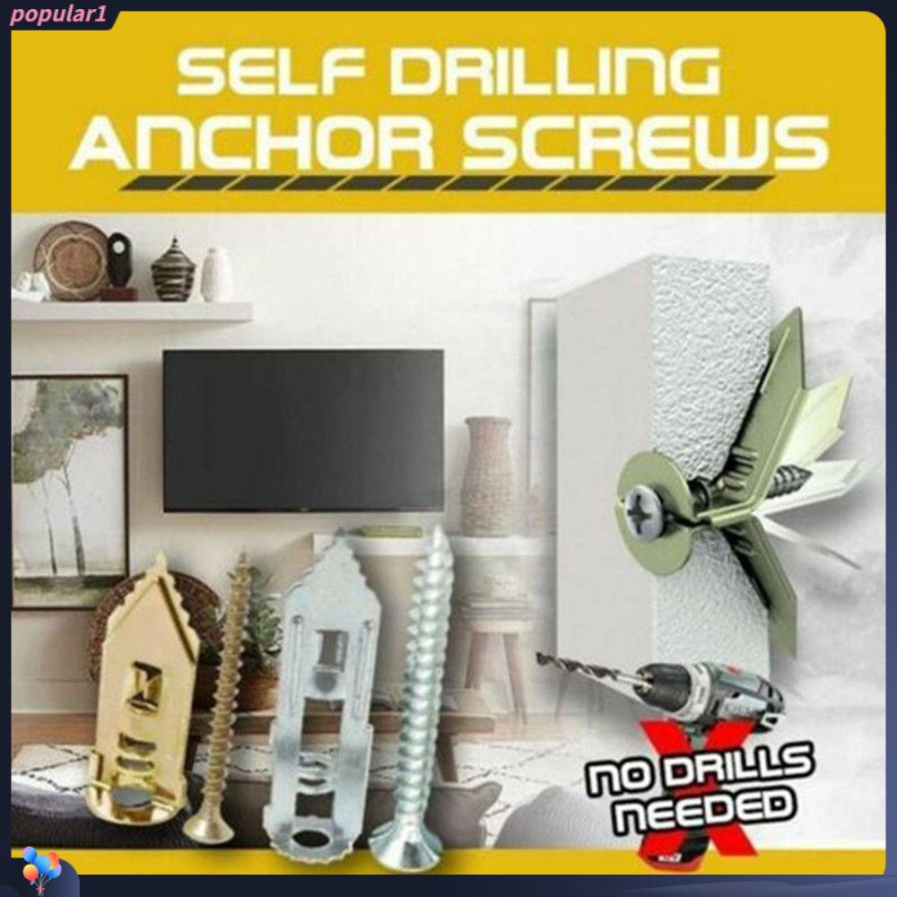 Populer 10Pcs Self-Drilling Anchors Home Drywall Nail-in Memperbaiki Sekrup Tapping