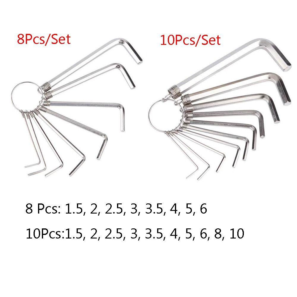 POPULAR Populer 8/10Pcs Kunci Pas Hexagon Multifungsi 1.5~10mm Kekerasan Tinggi Hand Tool